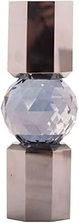 Eja International Kristal Mum Tutucu, Krom/Duman, 6X6X16,5 Cm