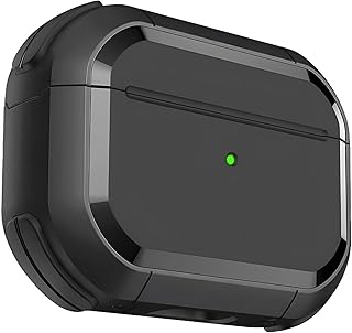 Minesk Airpods Pro 2. Nesil için Armor Serisi Darbelere Karşı Ultra Güçlü Koruma Fiber Karbon Arka Tasarım Airpods Kılıfı (Airpods Pro 2, Siyah)