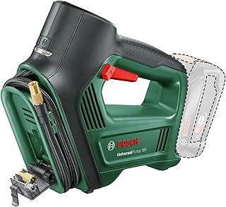 Bosch Home and Garden elektrikli hava pompası, hava kompresörü, evrensel pompa, 18 V (pilsiz, 18 Volt sistemi, otomobil, motosiklet ve bisiklet lastikleri için, 150 psi, 10,3 bar, karton ambalajında)