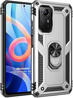 Microsonic Xiaomi Redmi Note 12S için Kılıf Military Ring Holder Gümüş [Redmi Note 12S ile Uyumlu Kılıf - Gümüş]