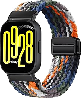 Rongep Örgü Loop Kumaş Kordon Xiaomi ile Uyumlu Redmi Watch 5 Active/Redmi Watch 5 Lite/Watch 2/2Pro/S3/S1/S1Pro/S1 Active İçin Manyetik Tokalı Terlemeye Karşı Elastik Kumaş Kayış