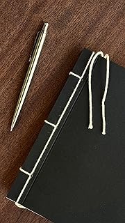 Fark Tanıtım Retro İplik Ciltli%100 El İşçiliği Çizgisiz Defter (Siyah Kapak)