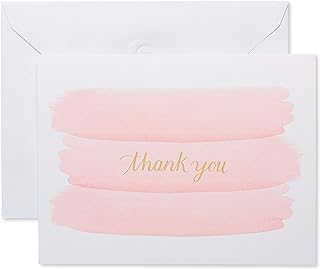 American Greetings Zarflı Teşekkür Kartları, Pembe Fırça Vuruşları (50 Adet)