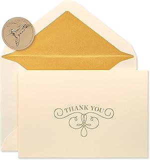 Papyrus Thank You Cards with Envelopes, Gold Flourish (16 parça)