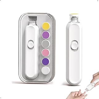 Xspring Electric Baby Nail Trimmer, Electric Nail Buffer, Safe Baby Nail File Kit, Nail Trimmer Kit with 6 Grinding Pads, LED Light and Storage Box, Baby Nail Clippers for Newborn Infant Toder