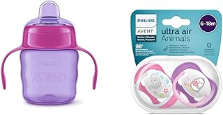 Philips Avent SCF551/03 Eğitici Damlatmaz Bardak - Kız, 6 ay+ 7oz/200ml & SCF080/08 Ultra Air Emzik (6-18 Ay) Kız