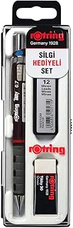 rOtring Tikky Mekanik Kurşun Kalem, Uç ve Silgi Seti, Bordo, 3'lü Set