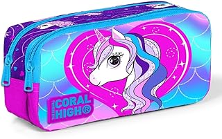 Coral High Unicorn Baskılı İki Bölmeli Kalem Çantası - Kız Çocuk