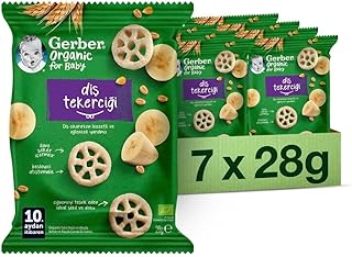 Gerber Organic Diş Tekerciği Tahıl Bazlı ve Muzlu Bebek ve Küçük Çocuk Ek Gıdası 7 x 28g