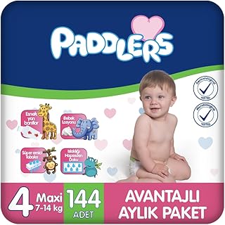Paddlers 4 Numara Maxi 8-19 kg Avantajlı Aylık Paket Bebek Bezi (1 x 144 Adet)