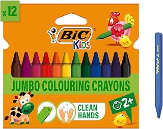 BIC Plastidecor Elleri Kirletmeyen Üçgen Pastel Boya, 12'Li Kutu, Elleri Boyamaz, 30 Aydan Büyük Çocuklar İçin İdeal