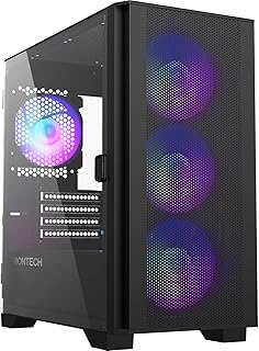 Montech AIR 100 ARGB Micro-ATX Tower, Dört ARGB Fanlı Önceden Kurulmuş, Ultra Minimalist Tasarım, İnce Mesh Ön Panel, Yüksek Hava Akışı, Benzersiz Yan Döner Temperli Cam, Siyah