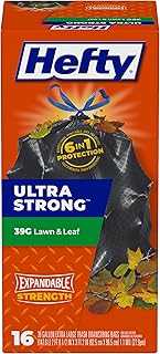 Hefty Ultra Güçlü Çim ve Yaprak Büyük Çöp Torbaları, 39 Galon, 16 Adet